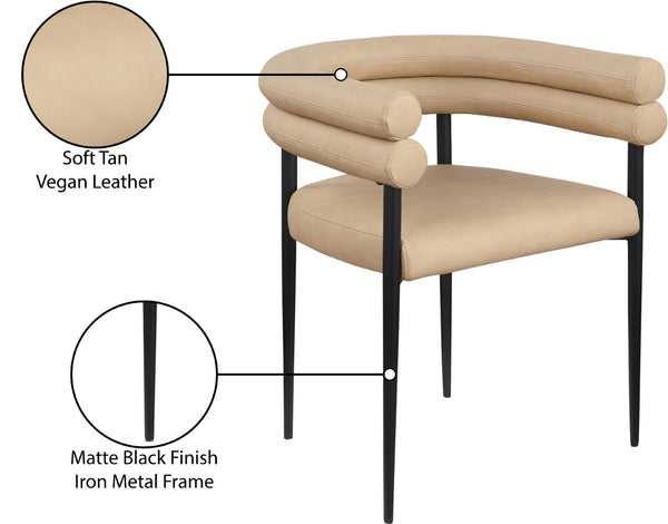 Meridian Furniture Lavina Vegan Leather Dining Chair with Matte Iron Frame for Modern Spaces Tan 509Tan-C