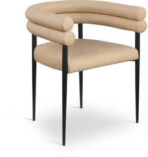 Meridian Furniture Lavina Vegan Leather Dining Chair with Matte Iron Frame for Modern Spaces Tan 509Tan-C