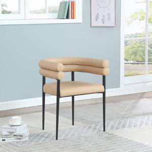 Meridian Furniture Lavina Vegan Leather Dining Chair with Matte Iron Frame for Modern Spaces Tan 509Tan-C