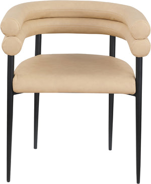 Meridian Furniture Lavina Vegan Leather Dining Chair with Matte Iron Frame for Modern Spaces Tan 509Tan-C