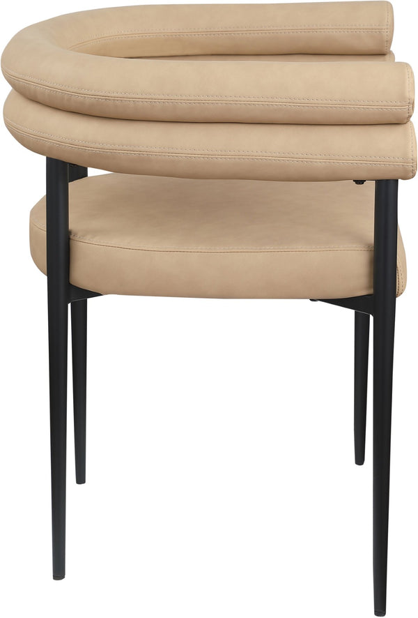 Meridian Furniture Lavina Vegan Leather Dining Chair with Matte Iron Frame for Modern Spaces Tan 509Tan-C