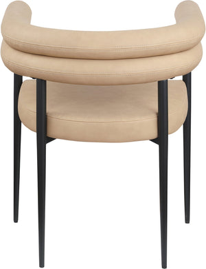 Meridian Furniture Lavina Vegan Leather Dining Chair with Matte Iron Frame for Modern Spaces Tan 509Tan-C