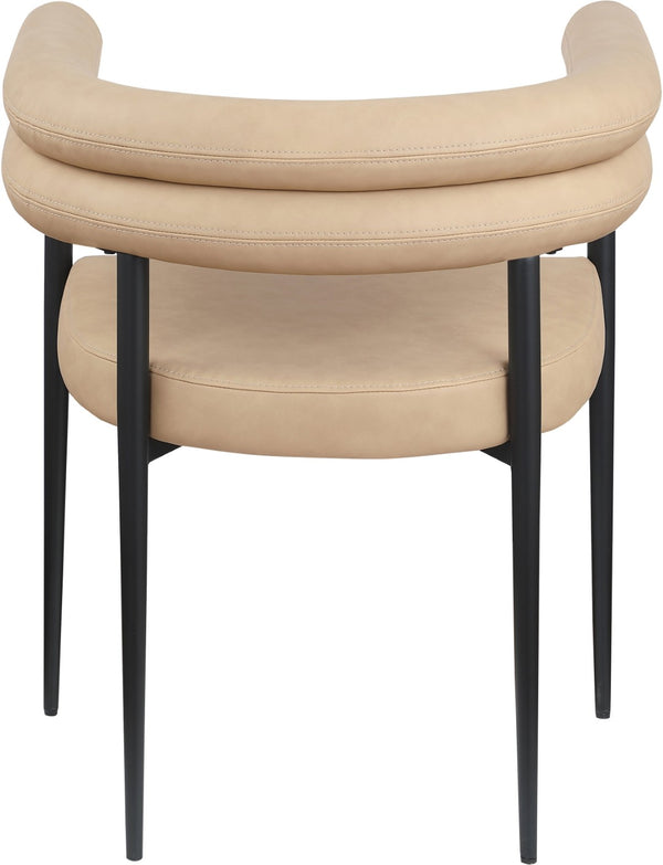 Meridian Furniture Lavina Vegan Leather Dining Chair with Matte Iron Frame for Modern Spaces Tan 509Tan-C