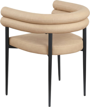 Meridian Furniture Lavina Vegan Leather Dining Chair with Matte Iron Frame for Modern Spaces Tan 509Tan-C
