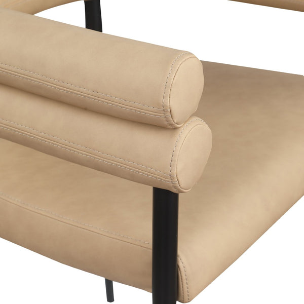 Meridian Furniture Lavina Vegan Leather Dining Chair with Matte Iron Frame for Modern Spaces Tan 509Tan-C