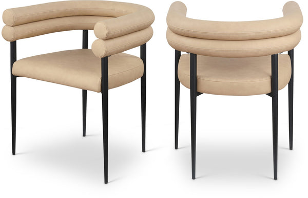 Meridian Furniture Lavina Vegan Leather Dining Chair with Matte Iron Frame for Modern Spaces Tan 509Tan-C