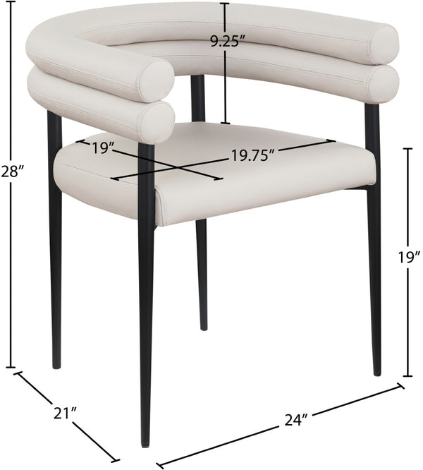 Meridian Furniture Lavina Vegan Leather Dining Chair with Matte Iron Frame for Modern Spaces Taupe 509Taupe-C