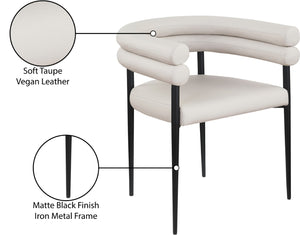 Meridian Furniture Lavina Vegan Leather Dining Chair with Matte Iron Frame for Modern Spaces Taupe 509Taupe-C