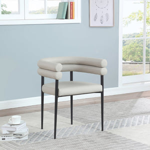 Meridian Furniture Lavina Vegan Leather Dining Chair with Matte Iron Frame for Modern Spaces Taupe 509Taupe-C