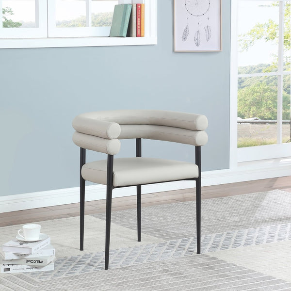 Meridian Furniture Lavina Vegan Leather Dining Chair with Matte Iron Frame for Modern Spaces Taupe 509Taupe-C