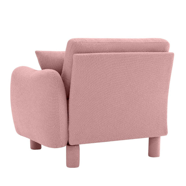 English Elm Lucas Boucle Upholstered Sofa Curved Arms Cylindrical Legs Modern Living Room Accent Pink W3041P337415