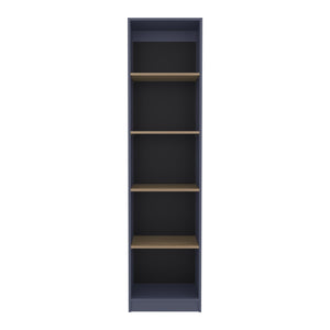 English Elm Home Xs Slim 5-Tier Bookcase in Navy Blue – Space-Saving Particle Board Shelves, Modern Rustic Storage Solution, Easy Assembly B200P378365