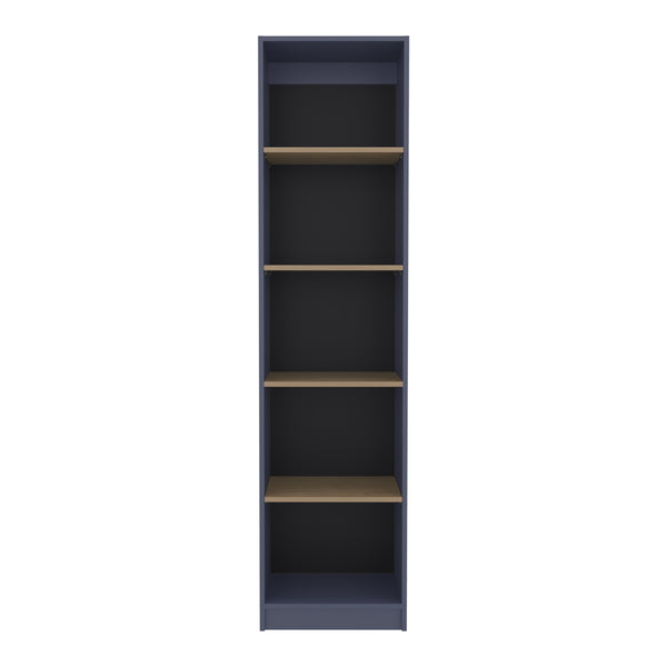 English Elm Home Xs Slim 5-Tier Bookcase in Navy Blue – Space-Saving Particle Board Shelves, Modern Rustic Storage Solution, Easy Assembly B200P378365