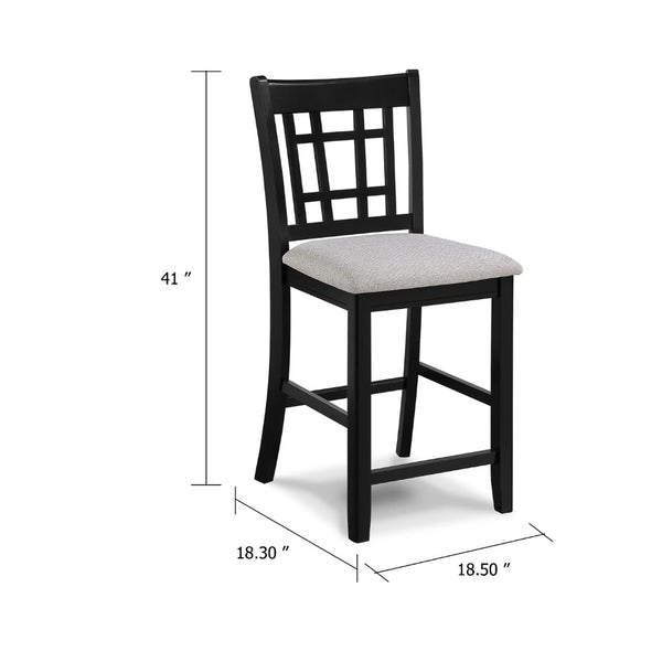 English Elm Mipo Counter Height Dining Chairs Two-tone Grid Back with White Upholstered Seats Set Black+Grey B056P417086