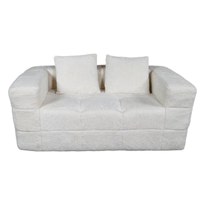 English Elm Bean Bean Bag Loveseat Sofa Couch Boneless Cloud Comfort with Tufted Corduroy, Durable Foam Support Milk White W3795P358122