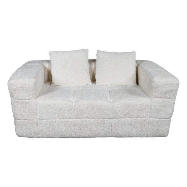English Elm Bean Bean Bag Loveseat Sofa Couch Boneless Cloud Comfort with Tufted Corduroy, Durable Foam Support Milk White W3795P358122