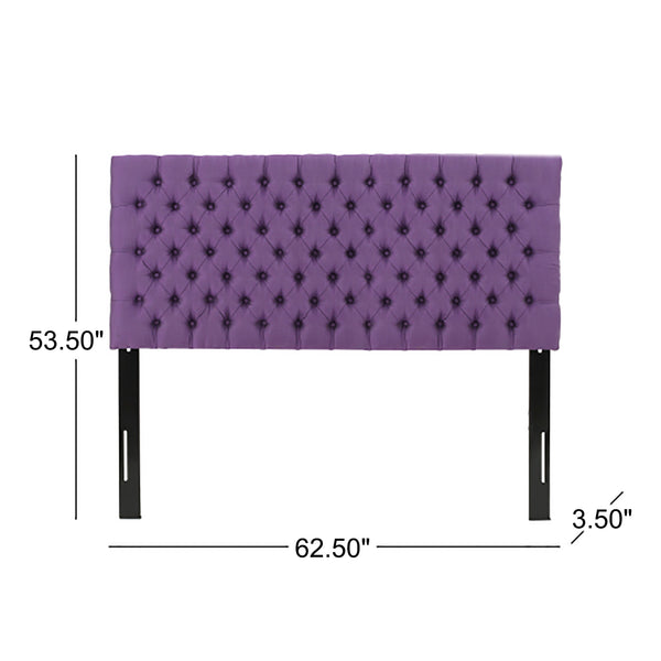 English Elm Christopher Knight Home® - Tufted Upholstered Queen Size Headboard with Button Detail, Adjustable Height, Velvet Finish, Modern Appeal Light Purple 55444.00LPUR