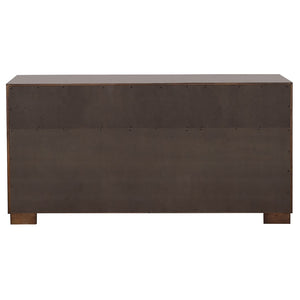 English Elm Polk Queen Bedroom Set with Led Bookcase Headboard and Cappuccino Engineered Wood B062S01572