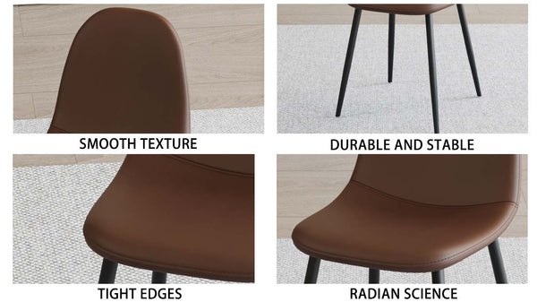 English Elm 55" Modern Mdf Wood Dining Table & 4 Saddle Leather Chairs Set - Eco-Friendly, Stylish & Durable! W2189S00712