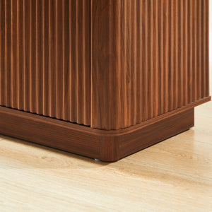 English Elm 63" Wave Front Sideboard with Four Door Storage for Living Room Hallway Bedroom Walnut W1820P431359