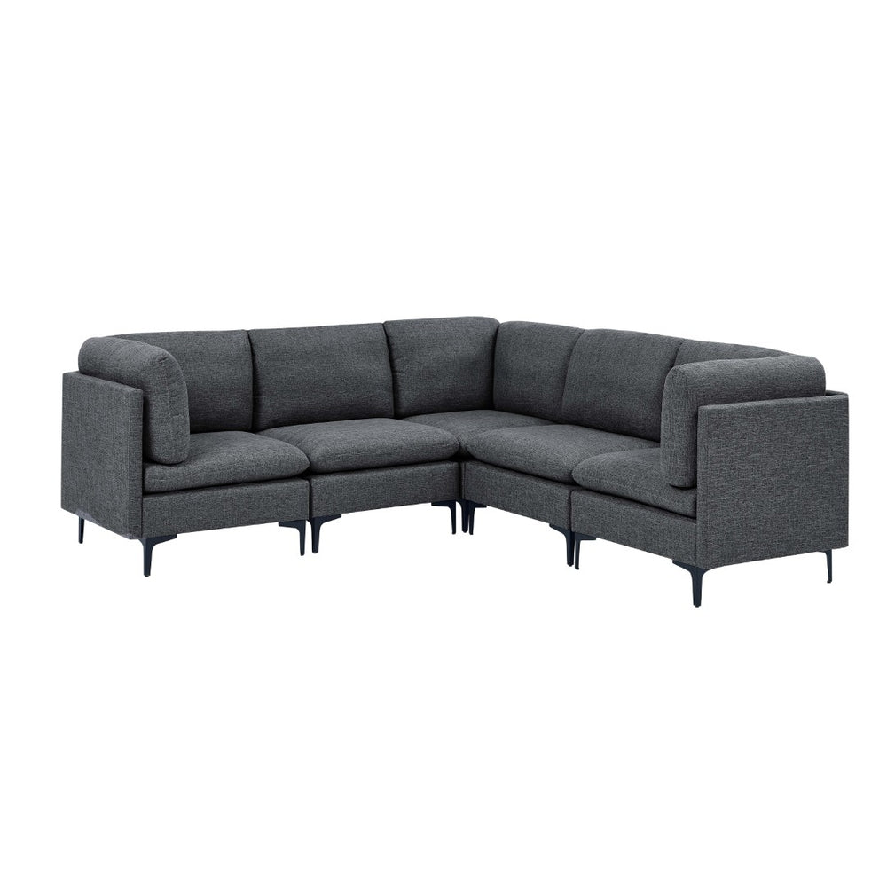 English Elm Linen Upholstered Modular Sectional Sofa with Tall Black Metal Legs for Living Room Dark Gray B2748S00112