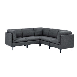 English Elm Linen Upholstered Modular Sectional Sofa with Tall Black Metal Legs for Living Room Dark Gray B2748S00112