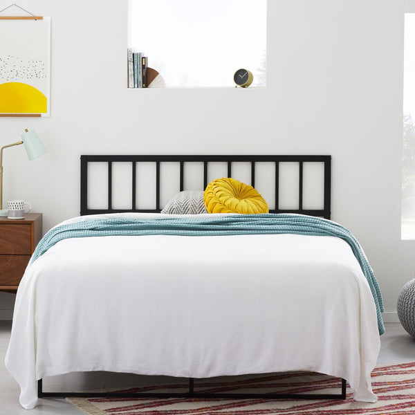 English Elm Linenspa Black Metal Headboard Cal King – 40" Vertical Panel All-Steel Design with Hardware Included B350P326219