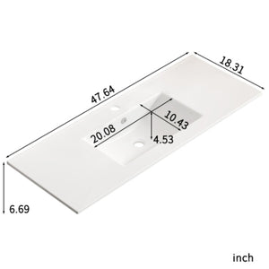 English Elm Ceramic Porcelain Countertop Basin Thin Edge Single Bowl Vanity Sink for Modern Bathrooms W3402P402908