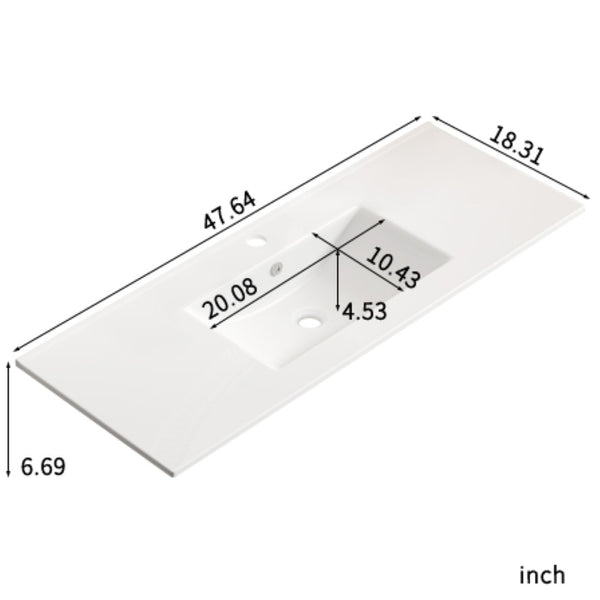 English Elm Ceramic Porcelain Countertop Basin Thin Edge Single Bowl Vanity Sink for Modern Bathrooms W3402P402908
