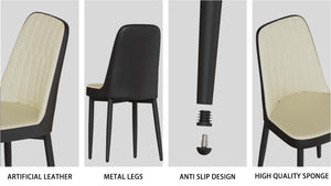 English Elm 63" Medieval Modern Dining Table Set With 6 Pu Chairs - Stylish, Easy Assembly, Durable Design For Home W2189S00703