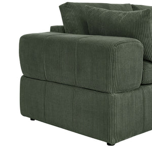 English Elm Large Corduroy Modular Sectional Sofa with Two Ottomans for Family Room Comfort Dark Green B2748S00042