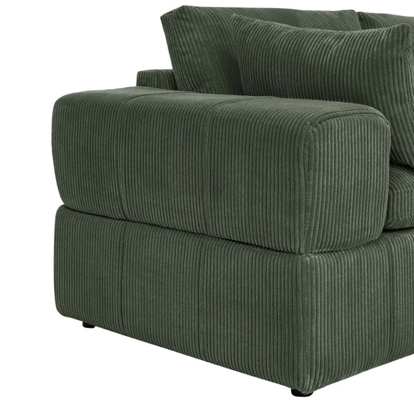English Elm Large Corduroy Modular Sectional Sofa with Two Ottomans for Family Room Comfort Dark Green B2748S00042
