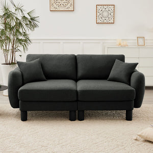 English Elm Boucle 2-Seater Loveseat Sofa In Dark Grey - Soft Fabric, Shell-Shaped Armrests, Modern Comfort W3041S00298