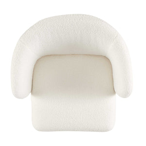 English Elm Modern Boucle Dining Chair Upholstered Teddy Accent Seat for Living Room Bedroom Office Comfortably Chic Off White W1164P190832
