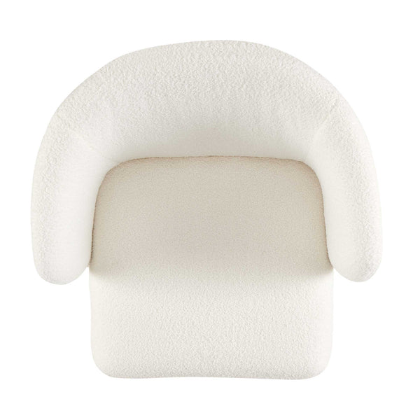 English Elm Modern Boucle Dining Chair Upholstered Teddy Accent Seat for Living Room Bedroom Office Comfortably Chic Off White W1164P190832