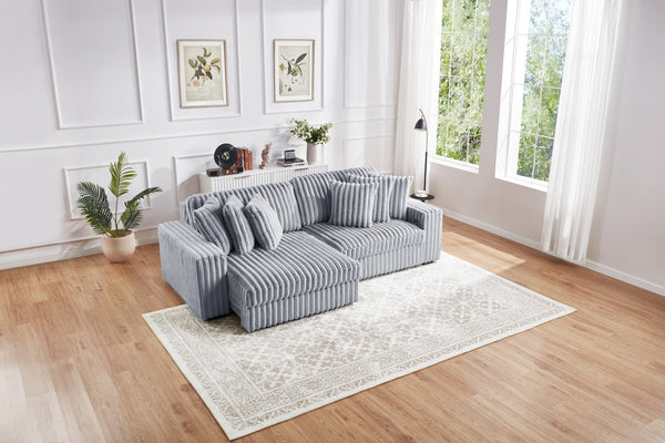 English Elm M086 Power Sectional Sleeper Loveseat with Chaise USB Ports Storage High-Density Foam Comfort LIGHT GREY W1805S00116