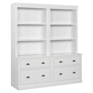 English Elm 83.4"Tall Modern Bookshelf Suite With Led Lighting, Drawers & Open Shelves For Stylish Storage Solutions N751S059420K