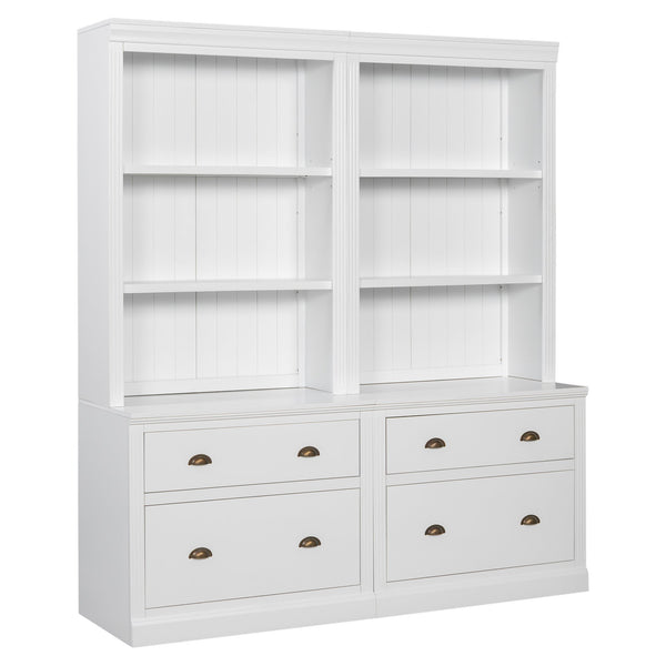 English Elm 83.4"Tall Modern Bookshelf Suite With Led Lighting, Drawers & Open Shelves For Stylish Storage Solutions N751S059420K
