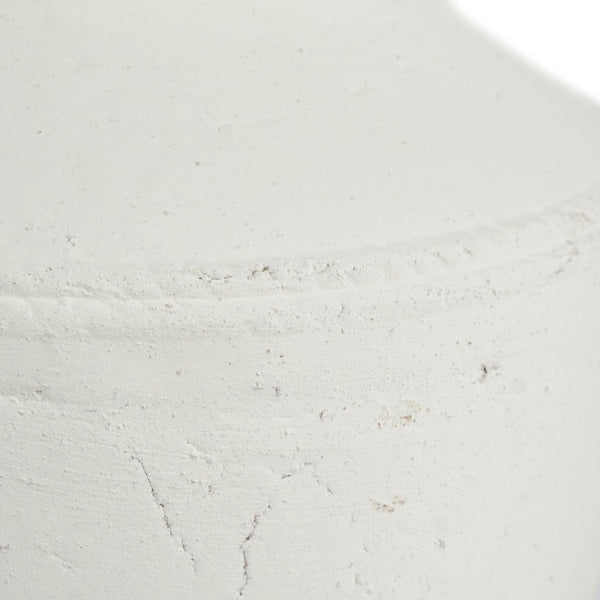 English Elm D12x14" Round Terracotta Vase in Natural White Finish — Coastal-Chic Decor, Short Neck, Rustic Elegance W2078P357143