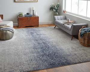 Feizy Rugs Astra Abstract Watercolor Rug – Elevate Your Space With Luxurious Metallic Designs And Soft Texture Blue,Ivory Polyester,Polypropylene Ara39l2fivyblup18