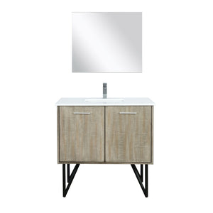 English Elm Rustic Acacia Bath Vanity Set With White Quartz Top, Chrome Faucet & 28" Mirror - Modern Elegance! B2731S01932-GIGA