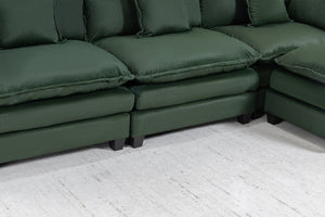 English Elm Modern Chenille Sectional Sofa Modular Sleeper with Ottoman Chaise and Waist Pillows Antique Green W2530S00022