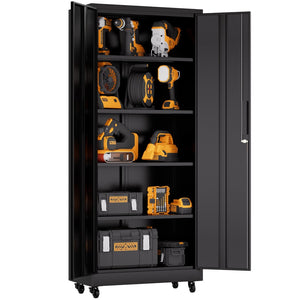 English Elm Metal Lockable Steel Cabinet Two Adjustable Shelves Garage Office Utility Storage T2398P442668