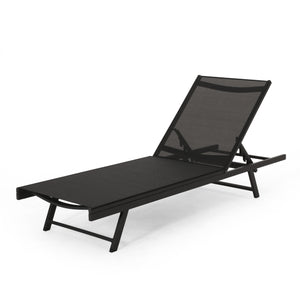 English Elm Christopher Knight Home® - SALTON Chaise Lounge with Breathable Nylon Mesh Seating, Lightweight Recliner for Outdoor Comfort and Style Black 60919.00BLKMSHMP2