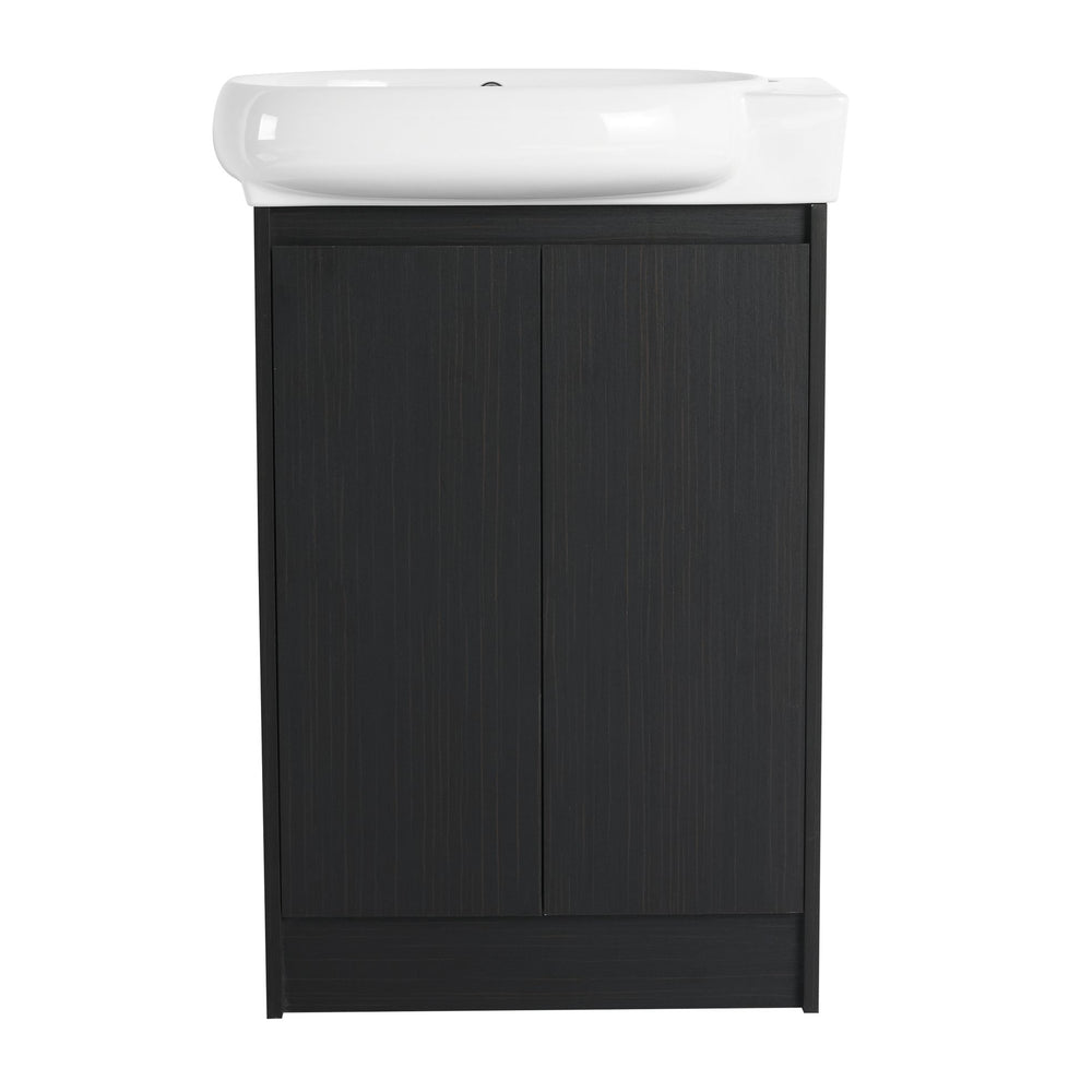 English Elm 23" Freestanding Bathroom Vanity with Ceramic Vessel Sink, Soft-Close Doors, Adjustable Shelf Storage Black Chestnut W999P206107