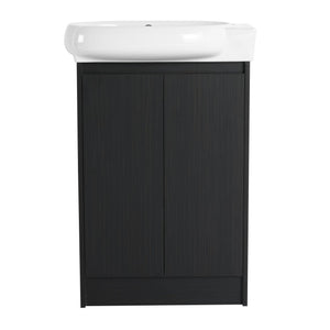 English Elm 23" Freestanding Bathroom Vanity with Ceramic Vessel Sink, Soft-Close Doors, Adjustable Shelf Storage Black Chestnut W999P206107