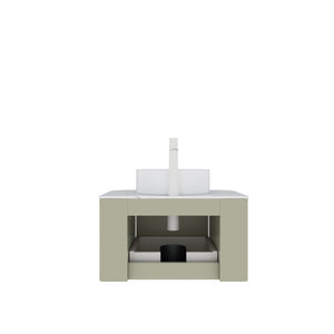 English Elm Dina 24" Modern Wall-Mounted Bathroom Vanity With Light Green Striped Cabinet & Round Sink Design W2615S00048