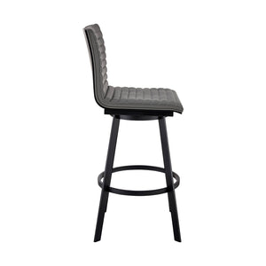 English Elm Nikole Swivel Counter Stool Matte Black Steel Base with Gray Faux Leather Seat B2736P464887