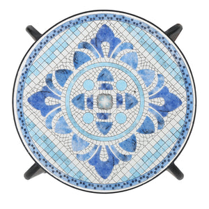 English Elm Christopher Knight Home® - SKYE Ceramic Tile End Table with Blue White Mosaic Top and Black Iron Arched Legs for Patio Chic 61301.00