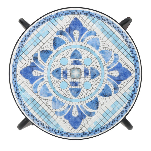 English Elm Christopher Knight Home® - SKYE Ceramic Tile End Table with Blue White Mosaic Top and Black Iron Arched Legs for Patio Chic 61301.00